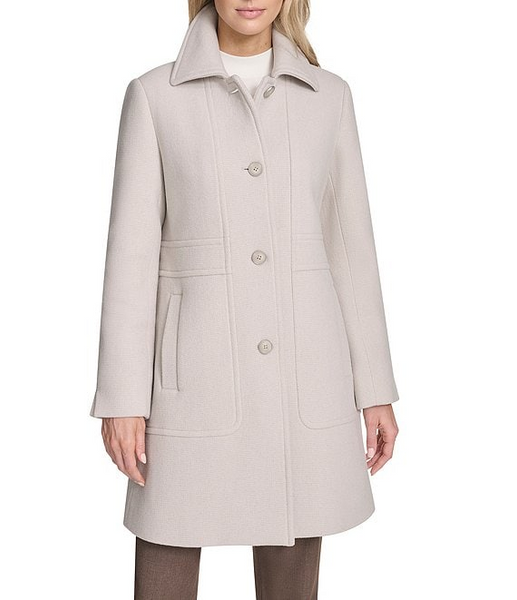 Andrew Marc Emmeline Tailored Fit Wool Blend Coat - Pearl