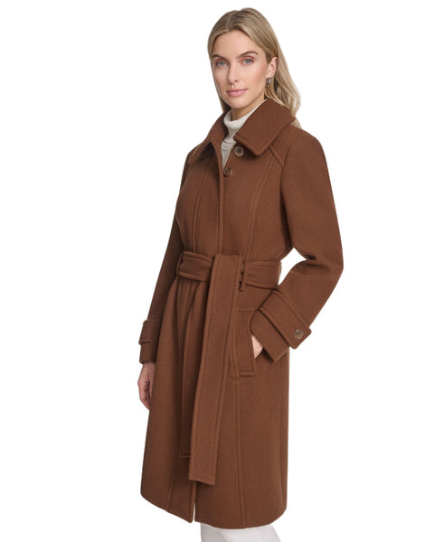 Andrew Marc Lawley Belted Wool Blend Trench Coat - Clay