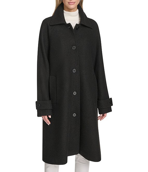 Andrew Marc Jupiter Wool Blend Balmaccan Coat - Black