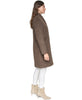 Image of Andrew Marc Addison Stand Collar Eyelash Wool Blend Coat - Truffle