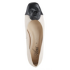 Image of Azura Angelinite Rose Ornament Detail Low Block Heel Slip On - Bone/Black