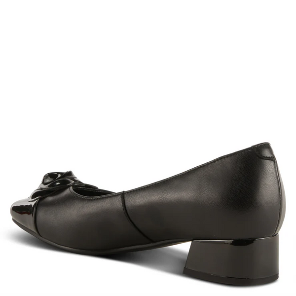 Azura Angelinite Rose Ornament Detail Low Block Heel Slip On - Black