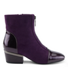 Image of Azura Mozza Patent Detail Side Zip Low Heel Boot - Purple