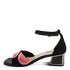 Image of Azura Abeaute Ankle Strap Embroidered Block Heel Sandal - Black/Multicolor