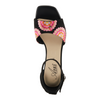Image of Azura Abeaute Ankle Strap Embroidered Block Heel Sandal - Black/Multicolor