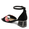 Image of Azura Abeaute Ankle Strap Embroidered Block Heel Sandal - Black/Multicolor