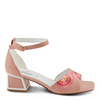 Image of Azura Abeaute Ankle Strap Embroidered Block Heel Sandal - Blush/Multicolor