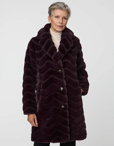 Bernardo Zigzag Faux Fur Coat - Cherrywood