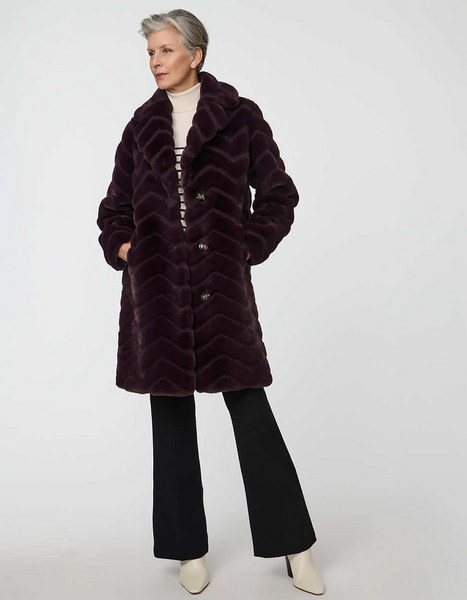 Bernardo Zigzag Faux Fur Coat - Cherrywood