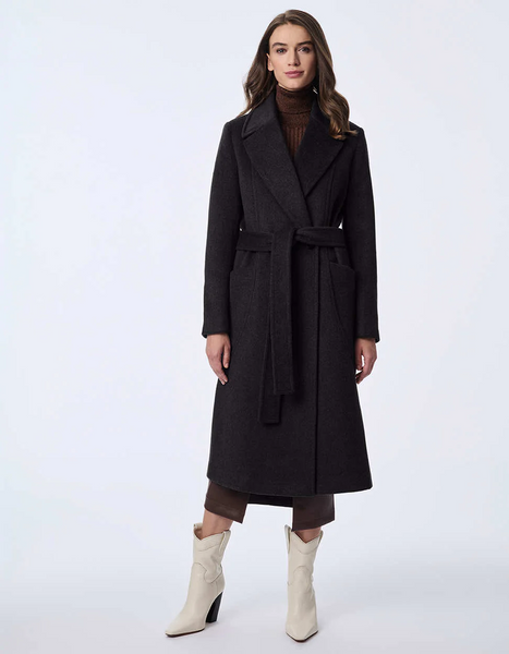 Bernardo Soho Belted Wool Coat - Black