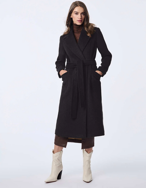 Bernardo Soho Belted Wool Coat - Black
