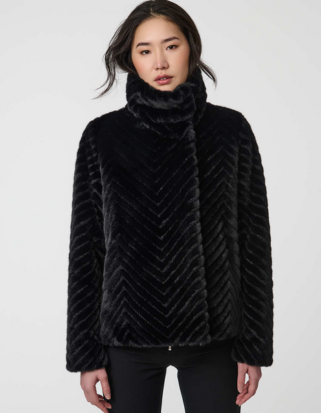 Bernardo Echelon Faux Fur Coat - Black