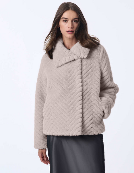 Bernardo Echelon Faux Fur Coat - Grey