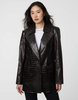 Image of Bernardo Langston Croc Embossed Vegan Leather Blazer - Brown