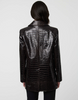 Image of Bernardo Langston Croc Embossed Vegan Leather Blazer - Brown