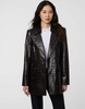 Image of Bernardo Langston Croc Embossed Vegan Leather Blazer - Brown