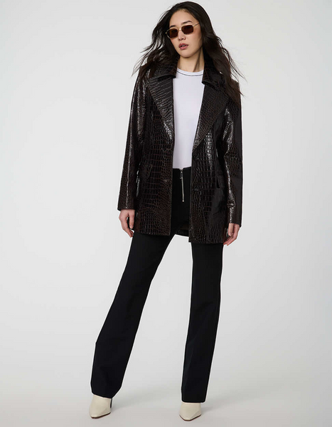 Bernardo Langston Croc Embossed Vegan Leather Blazer - Brown