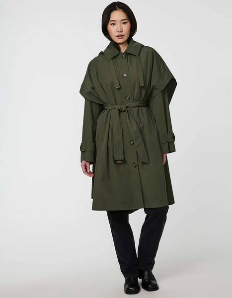 Bernardo Hawthorne 3-in-1 Cape Trench Coat - Olive