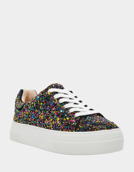Betsey Johnson Sidny Lace-Up Rhinestone Sneaker - Black Multi
