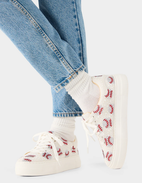 Betsey Johnson Sidny Lace-Up Embellished Sneaker - Baseball