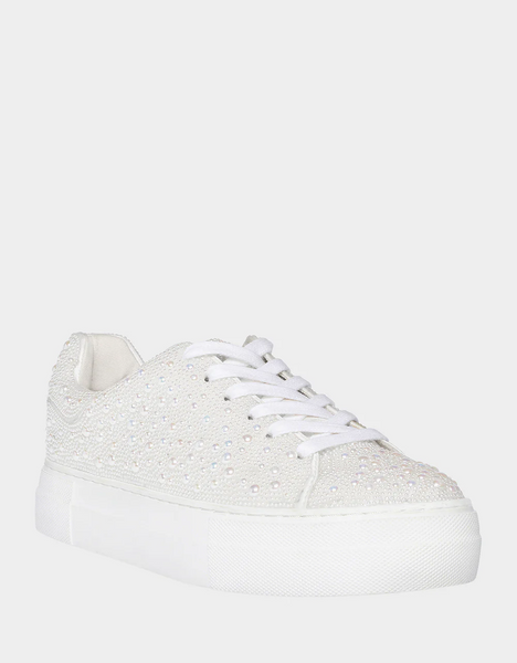 Betsey Johnson Sidny Lace-Up Embellished Sneaker - Ivory