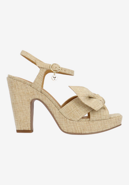 J. Reneé Burkett Block Heel Sandal - Tan Linen