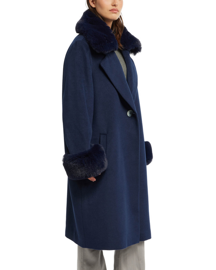 Badgley Mischka Yamini Coat Navy Rippe s