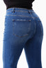 Image of Bayeas Plus Size High Rise Rivet Embellished Bootcut Jeans - Medium Blue