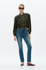 Image of Bayeas Mid Rise Raw Hem Straight Leg Jeans - Vintage Medium Blue
