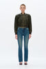 Image of Bayeas Mid Rise Raw Hem Straight Leg Jeans - Vintage Medium Blue