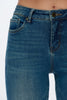 Image of Bayeas Mid Rise Raw Hem Straight Leg Jeans - Vintage Medium Blue