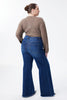 Image of Bayeas Plus Size Mid Rise Button Fly Wide Leg Jeans - Mirror