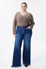 Image of Bayeas Plus Size Mid Rise Button Fly Wide Leg Jeans - Mirror