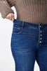 Image of Bayeas Plus Size Mid Rise Button Fly Wide Leg Jeans - Mirror