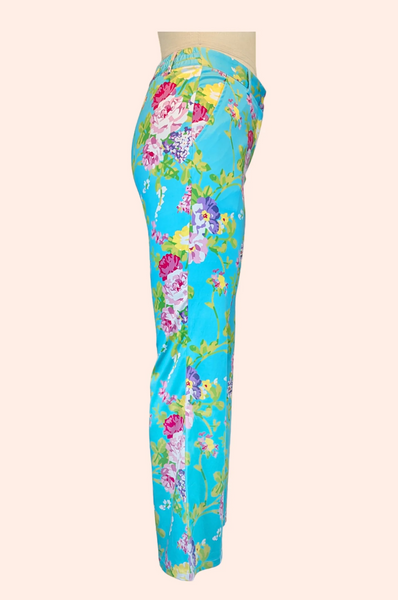Berek Palm Springs Floral Flare Leg Pant - Turquoise/Multicolor