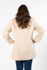 Image of Bernardo Snap Front Ribbed Knit Trim Sherpa Coat - Cream