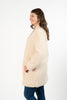 Image of Bernardo Snap Front Ribbed Knit Trim Sherpa Coat - Cream