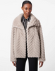 Image of Bernardo Chevron Funnel Neck Faux Fur Jacket - Grey