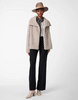 Image of Bernardo Chevron Funnel Neck Faux Fur Jacket - Grey