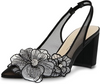 Image of Betsey Johnson Petra Floral Embellished Block Heel Slingback - Black