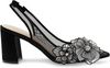 Image of Betsey Johnson Petra Floral Embellished Block Heel Slingback - Black