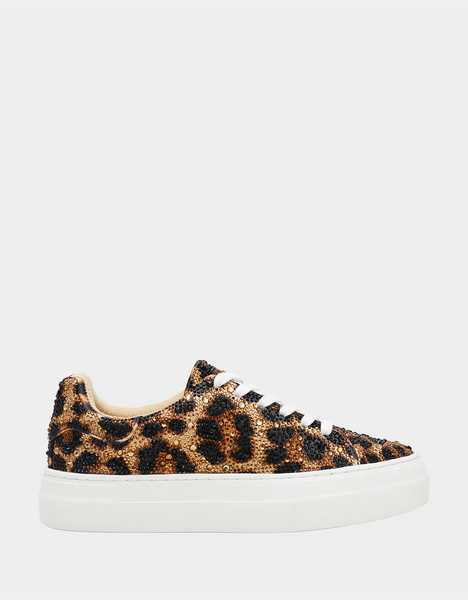 Betsey Johnson Sidny Lace-Up Rhinestone Sneaker - Nu Leopard