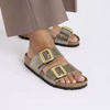 Image of Birkenstock Syndey Luxe Buckle Graceful Taupe Birko-Flor®