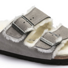 Image of Birkenstock Arizona Shearling Stone Coin Suede