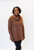 Image of Boho Chic Button Back Cowl Neck Leopard Print Tunic - Camel