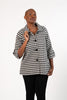 Image of Boho Chic Checkered Knit Swing Jacket - Black/White