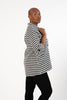 Image of Boho Chic Checkered Knit Swing Jacket - Black/White