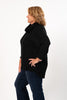 Image of Boho Chic Textured Sparkle Knit Cowl Neck Button Back Sweater - Black