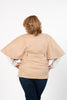 Image of Boho Chic Vegan Suede Button Front Belted Cape Jacket - Taupe