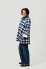 Image of Boho Chic Houndstooth Button Front Swing Jacket - Blue/Multi